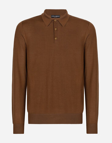 Dolce & Gabbana Extra-fine cashmere polo-shirt Brown G8RN8TG7K1U
