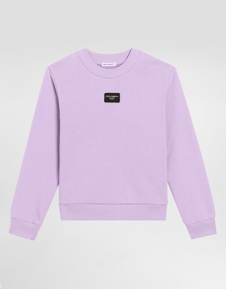 Dolce & Gabbana Sudadera con cuello redondo y placa con logotipo Lila L5JWBUG7M4V