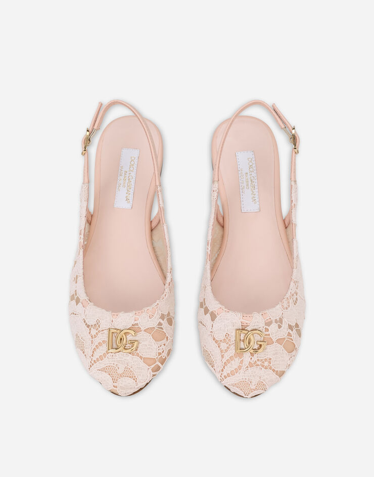 Dolce & Gabbana Cordonetto lace slingbacks with DG logo Pink D11145AJ652