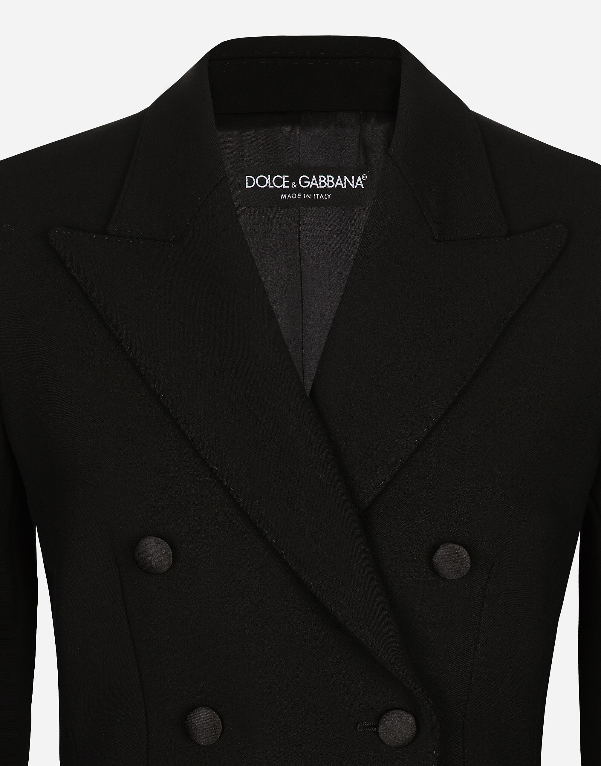 Giacca dolce doppiopetto in lana con imbottitura ai fianchi in Nero da Donna Dolce Gabbana