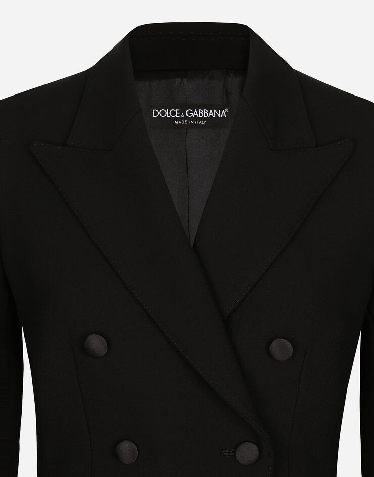 Dolce & Gabbana Chaqueta Dolce de botonadura doble de lana con laterales acolchados Negro F29ZSTFUBF1