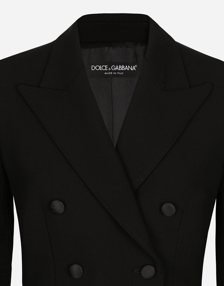 Dolce & Gabbana Zweireihige Jacke Dolce aus Wolle mit Wattierung an den Seiten Black F29ZSTFUBF1