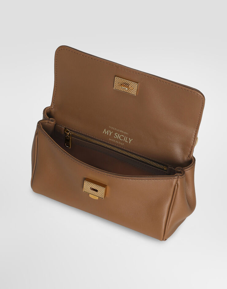 Dolce & Gabbana Mini My Sicily handbag in plongé calfskin Brown BB7864B7321