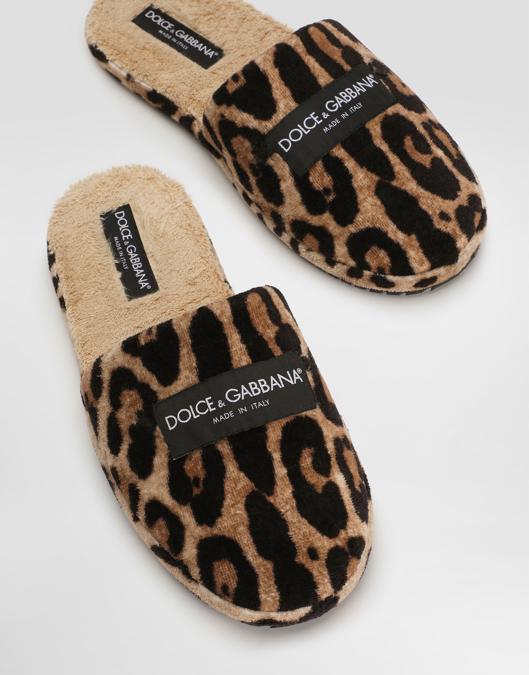 Leo-print dg hotel terry slippers in Multicolor for Men