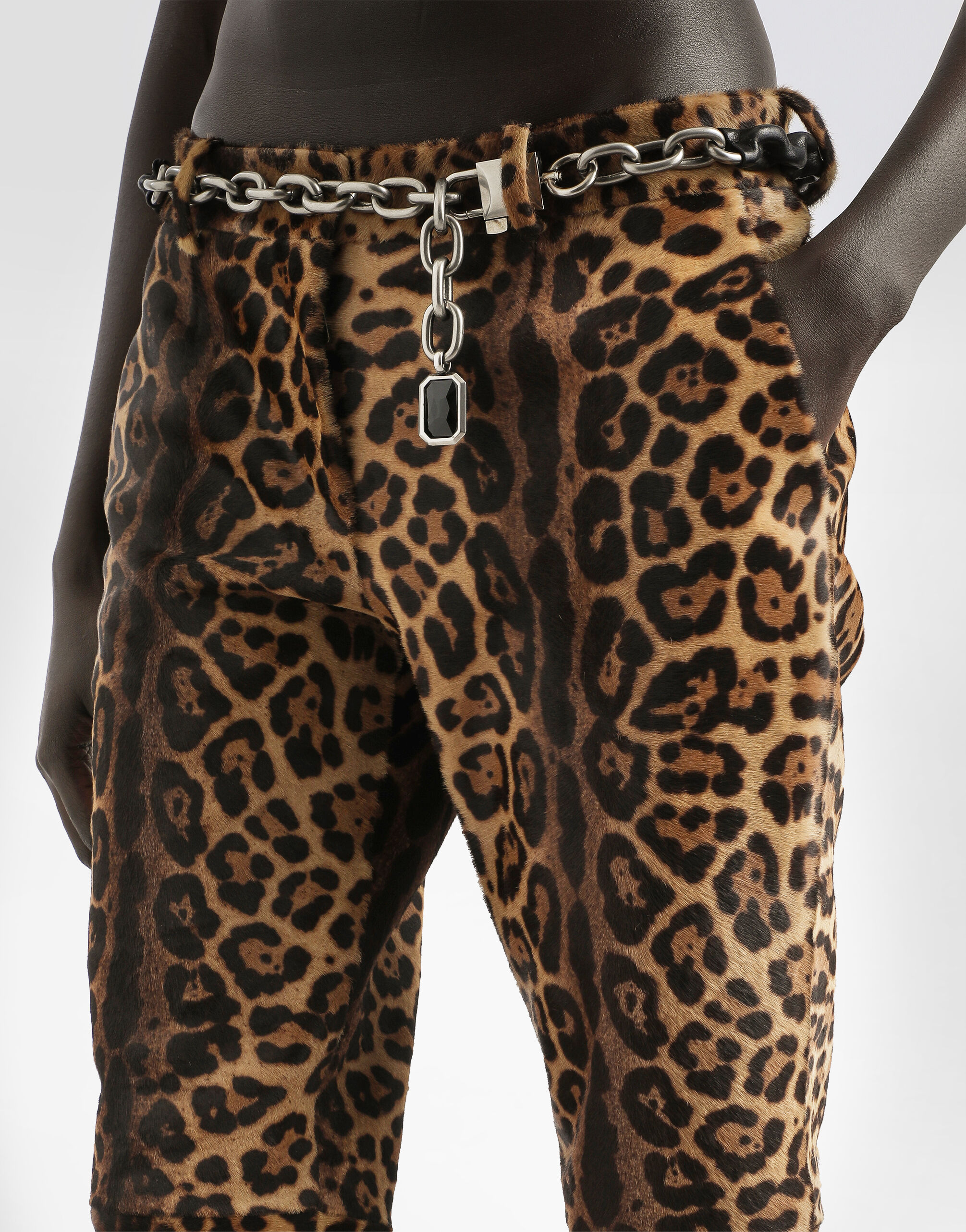 Leopard-print calf trousers in Multicolor for Women