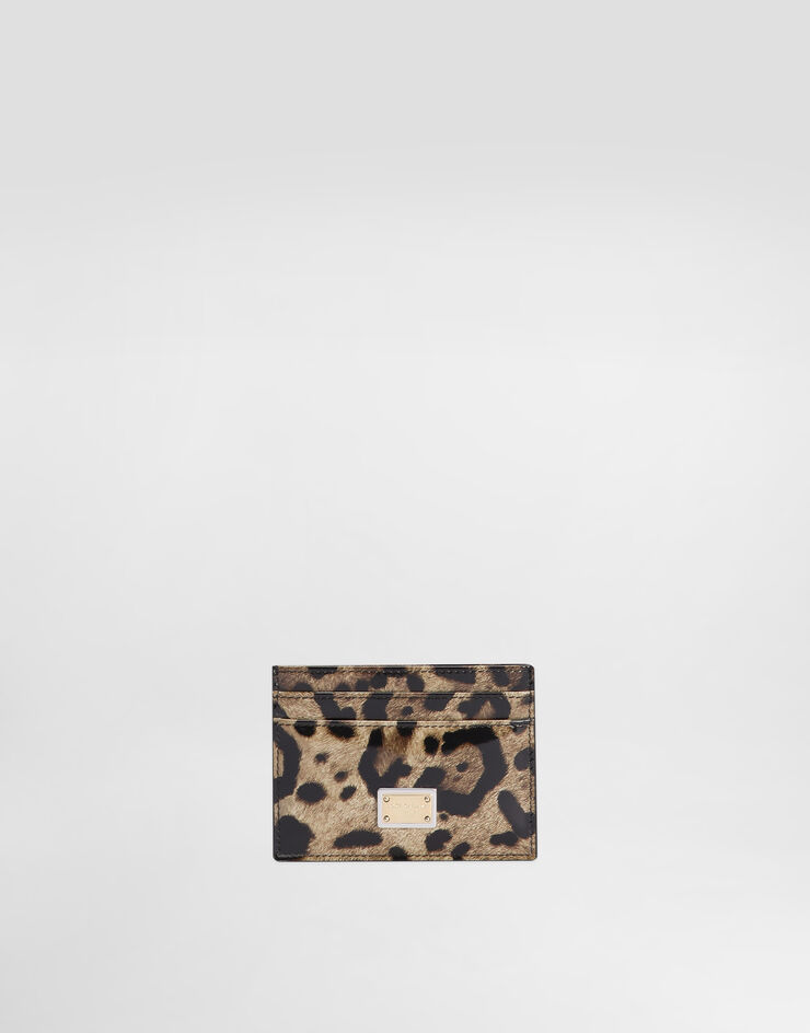 Dolce & Gabbana 레오파드 프린트 폴리싱 카프스킨 카드 홀더 애니멀 프린트 BI0330AM568