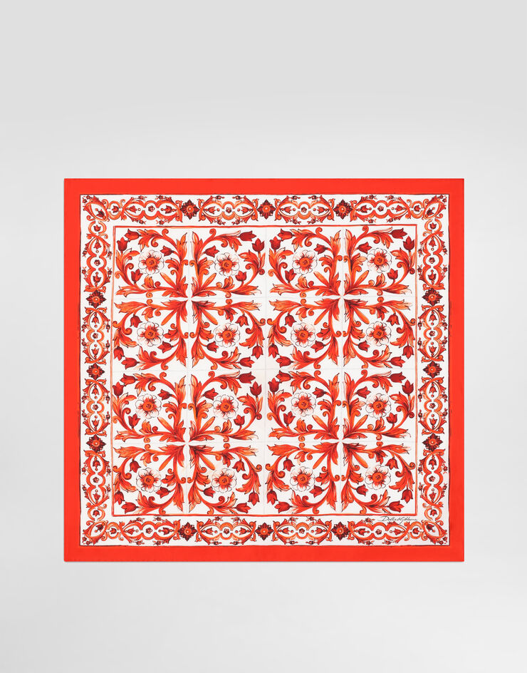 Dolce & Gabbana 70x70 majolica-print silk twill scarf Multicolor FN092RGDDU8