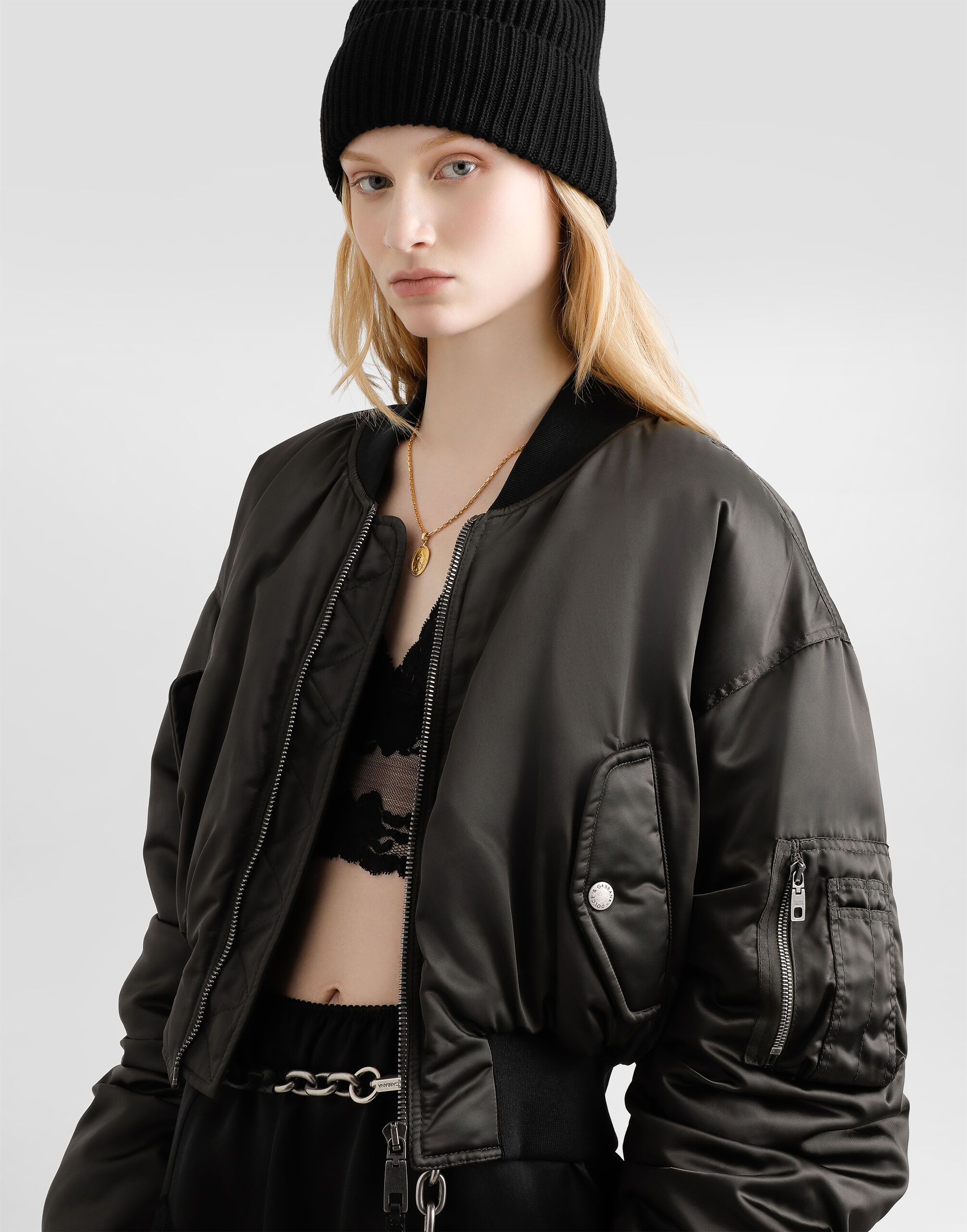 Oversized nylon canvas jacket in Grey for Women | Dolce&Gabbana® US