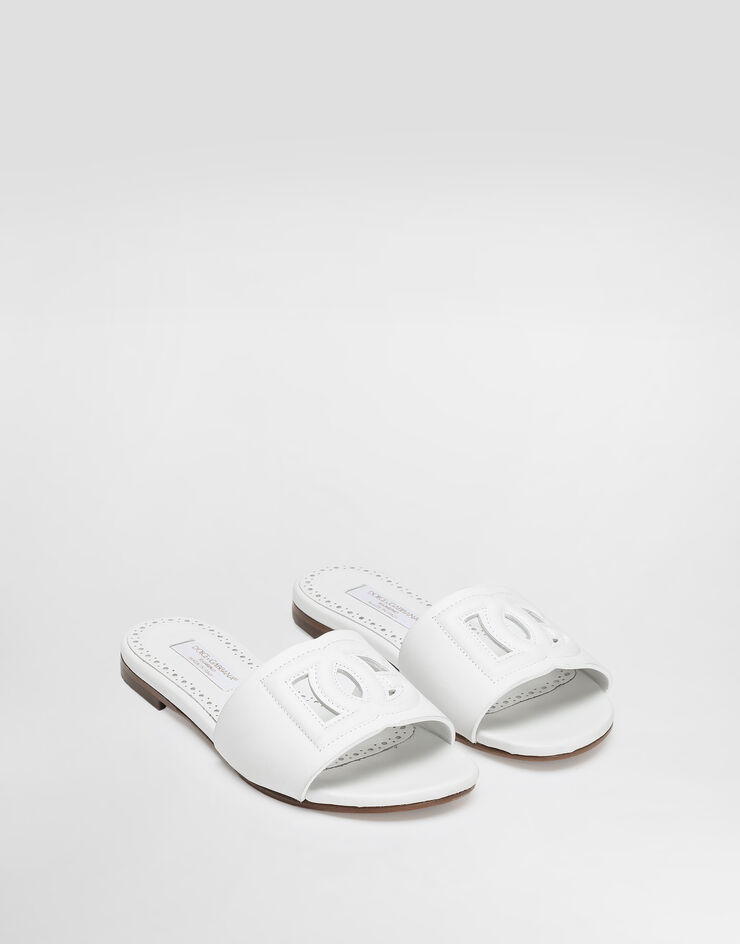 Dolce & Gabbana Leather DG Millennials sliders White D11032A1735