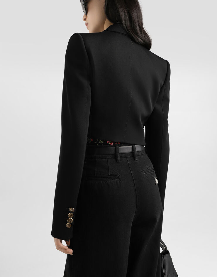 Dolce & Gabbana Double-breasted jacket in wool gabardine Black F299YTFU2OW