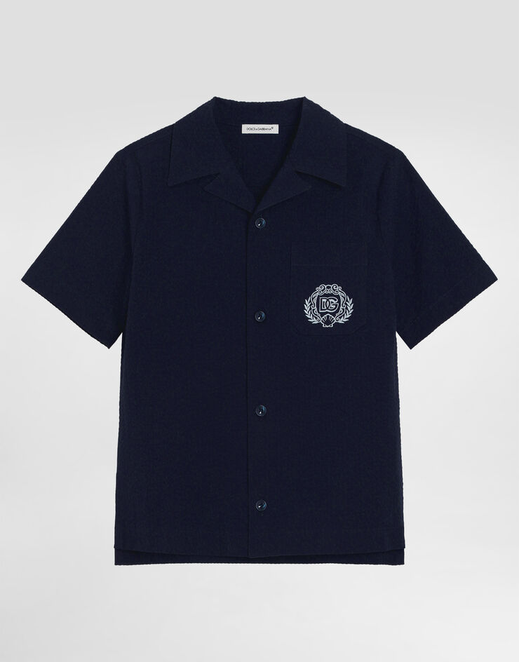 Dolce & Gabbana Short-sleeved shirt in cotton Blue L44S44FR51F