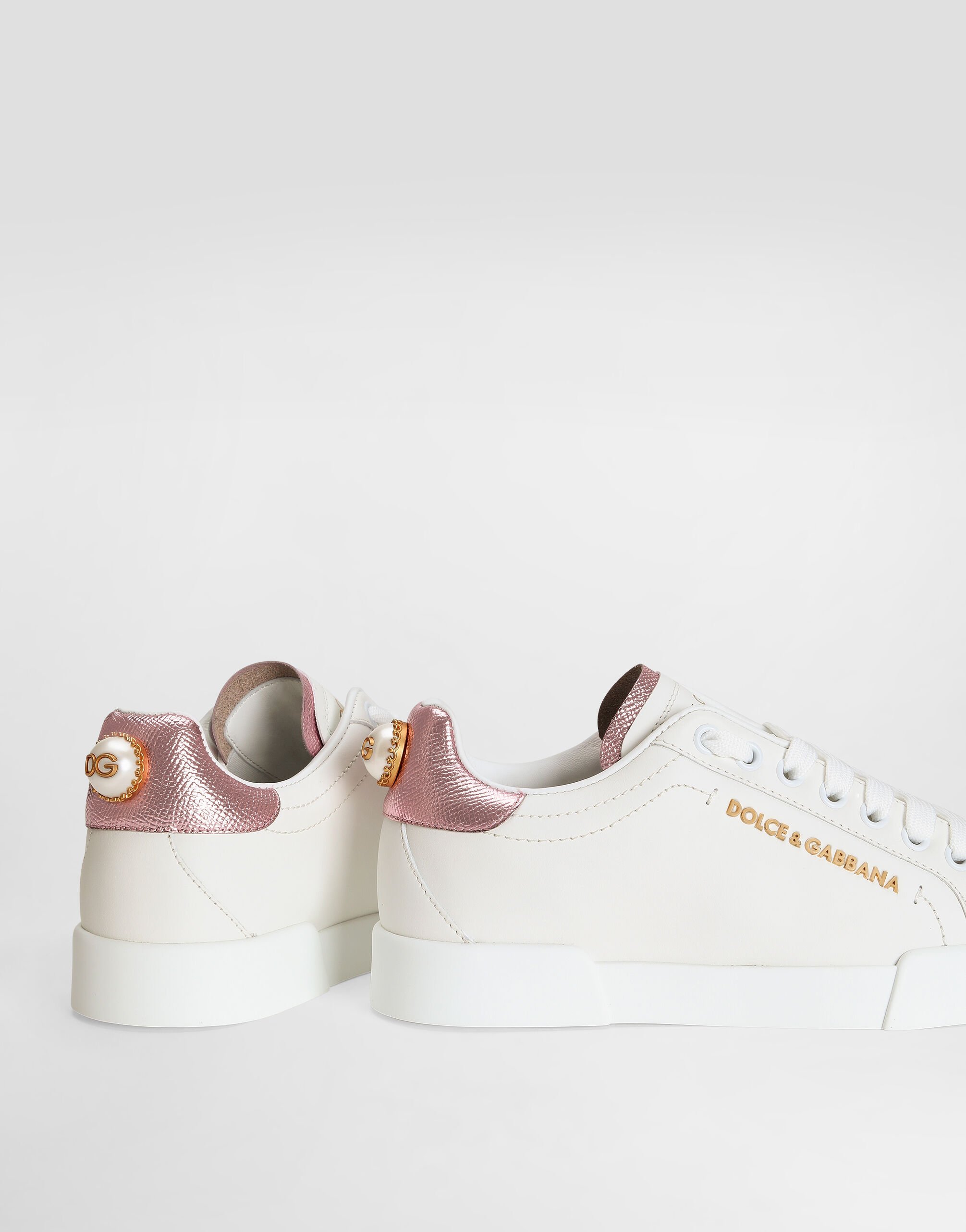 Portofino sneakers in nappa calfskin with lettering in White