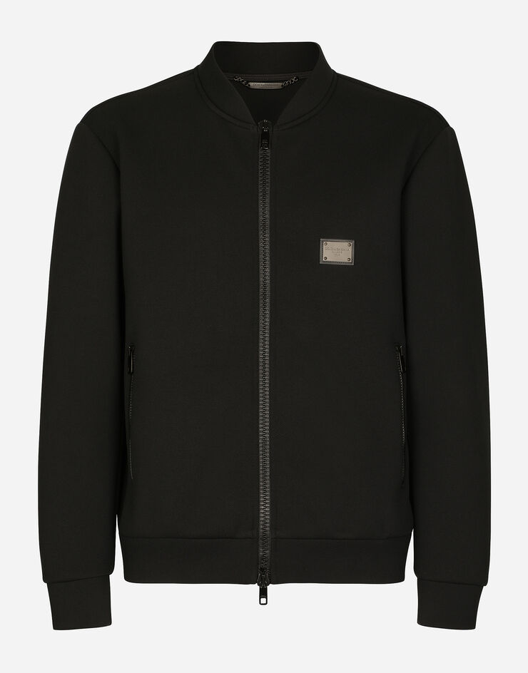 Dolce & Gabbana Technical piqué jacket with branded tag Black G9ABDTGF786