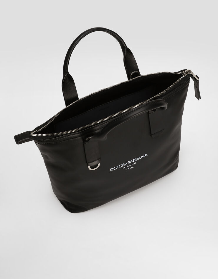 Dolce & Gabbana حقيبة تسوق صغيرة من جلد عجل أسود BM2384A6E48