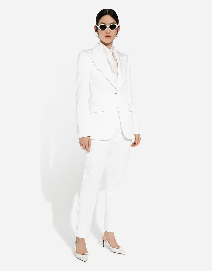 Dolce & Gabbana Pantaloni a sigaretta in broccato Bianco FTAM2TFJTBV