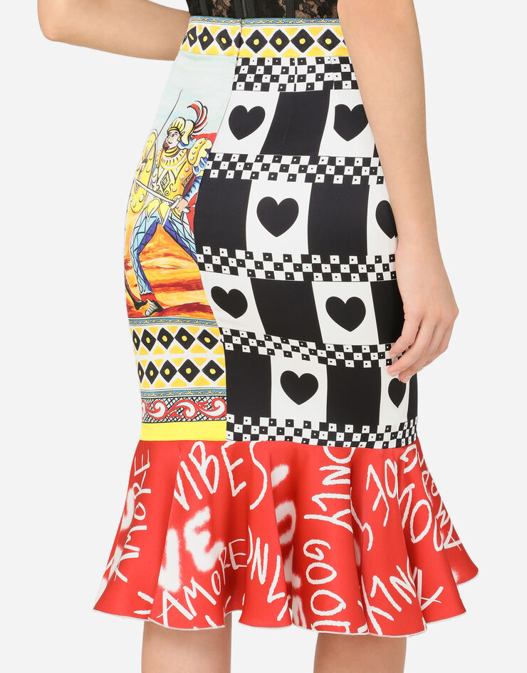 Dolce & Gabbana Patchwork-print charmeuse midi skirt MULTICOLORE I4I72WHPAAO