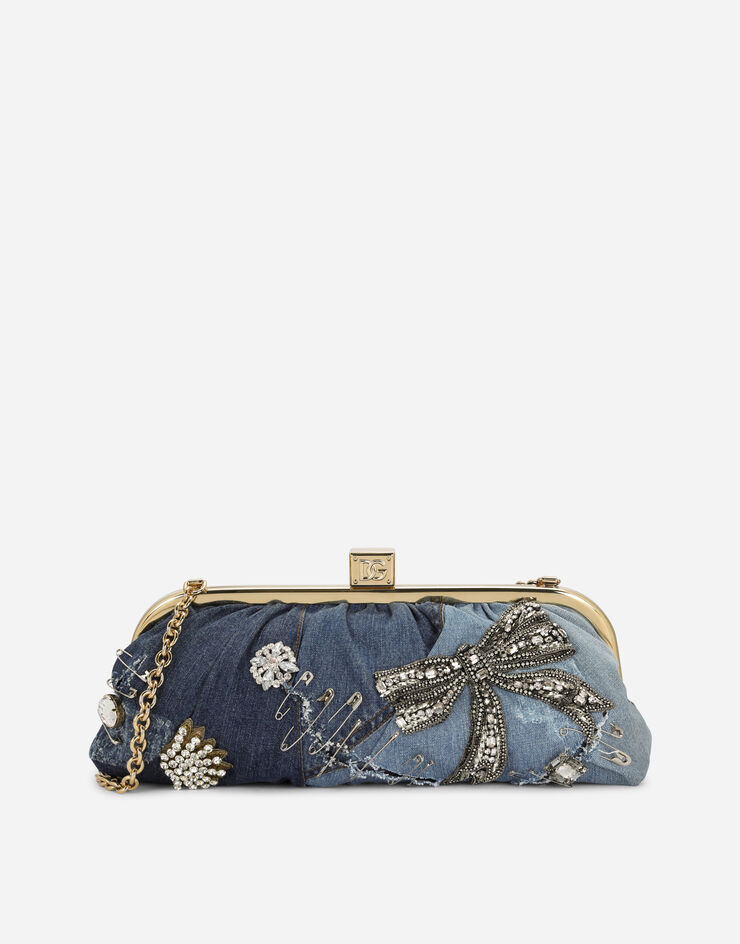 Dolce & Gabbana Clutch maria in denim patchwork con ricami Denim BB7373AJ077