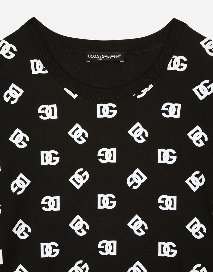 Dolce & Gabbana Short-sleeved cotton T-shirt with DG Monogram Black G8PB8TG7L5E