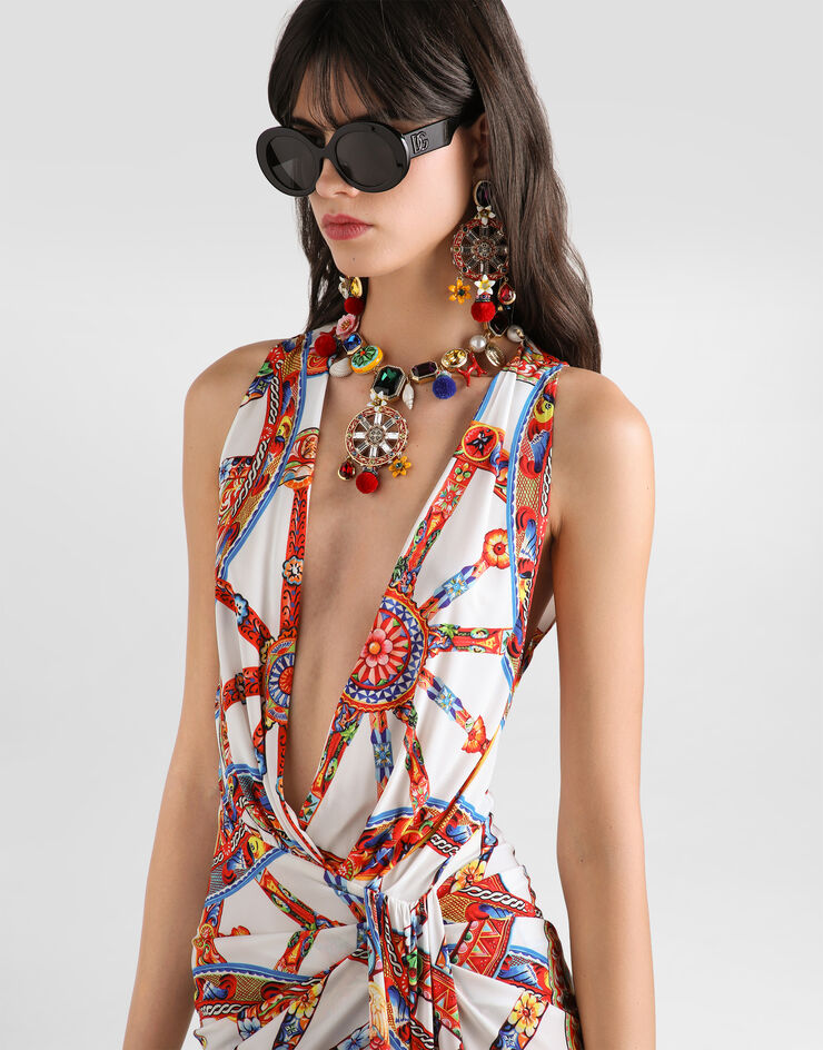 Dolce & Gabbana Carretto-print viscose jersey dres Dolce & Gabbana Carretto-print viscose jersey dres Multicolor F616ETHS7OQ