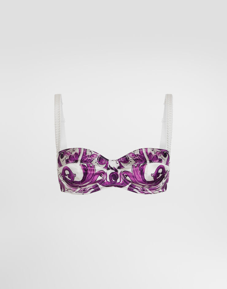 Dolce & Gabbana Soutien-gorge en satin stretch à imprimé majoliques  Multicolor O1A12TON08K