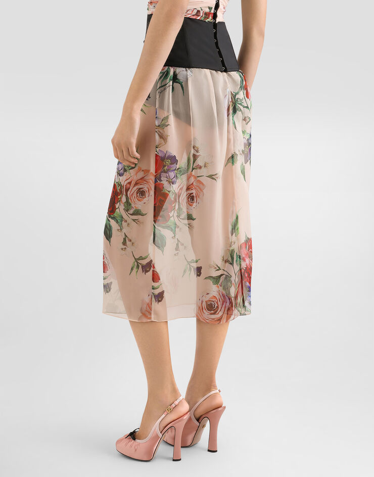 Dolce & Gabbana Longuetterock aus Chiffon Blumenprint Drucken F4BBOTIS1Y7