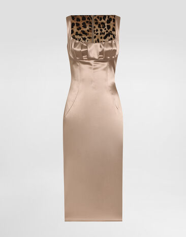 Dolce & Gabbana Stretch satin midi dress Beige F6TMOTFURAD