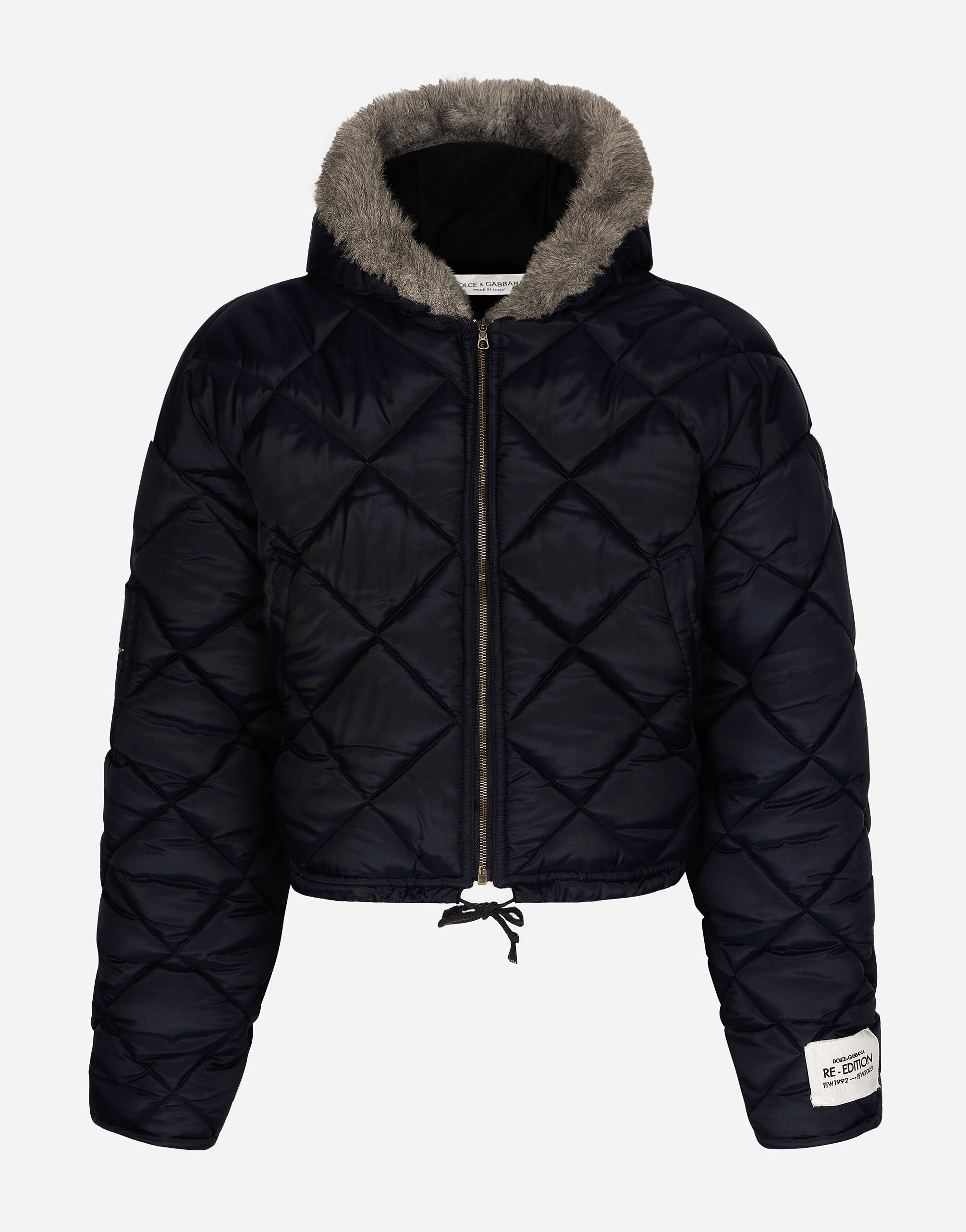 Dolce&Gabbana Quilted canvas jacket with hood Brown G9AKKLHULS1