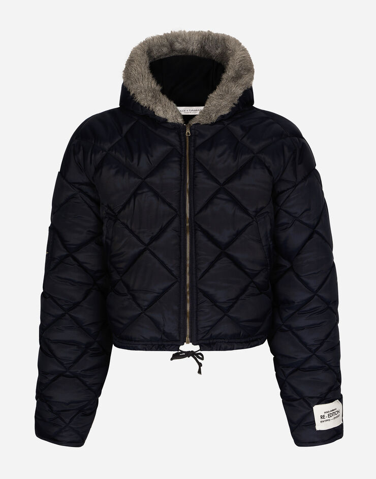 Dolce&Gabbana Steppjacke mit Kapuze aus Canvas Blau G9AOITGG780