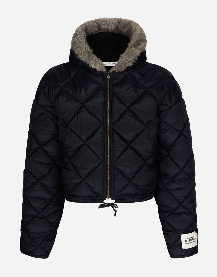 Dolce&Gabbana Quilted canvas jacket with hood Blue G9AOITGG780