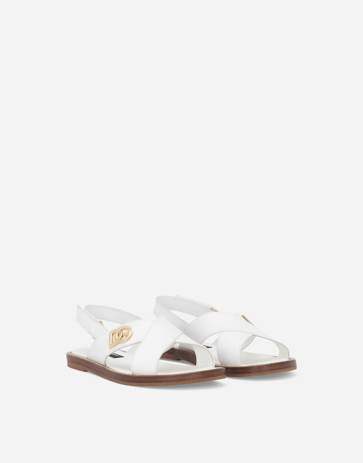 Dolce & Gabbana Sandale aus Kalbsleder mit DG-Logo Weiss D11286A1048