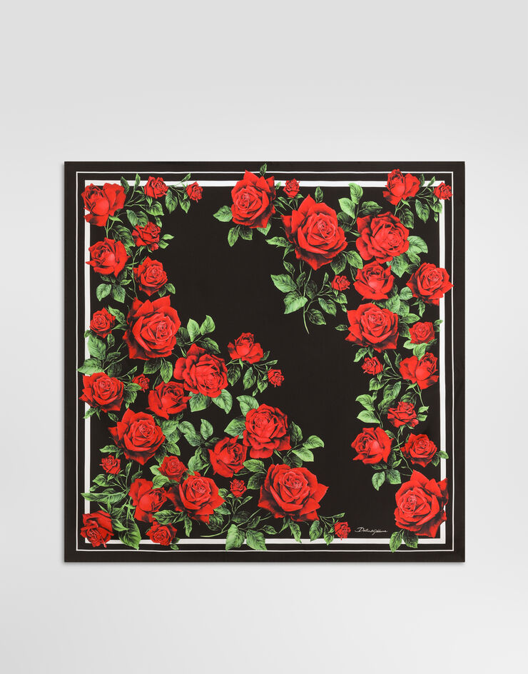 Dolce & Gabbana 90x90 rose-print silk twill scarf Dolce & Gabbana 90x90 rose-print silk twill scarf Print FN090RGDDW3