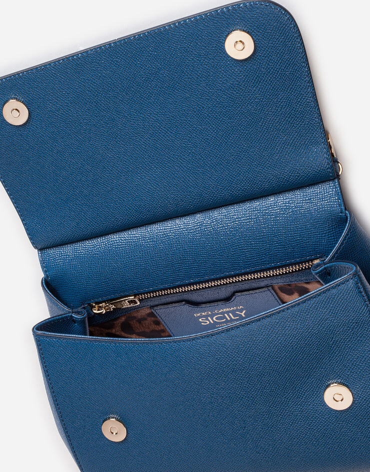 Dolce & Gabbana MEDIUM SICILY HANDBAG IN DAUPHINE LEATHER Azul BB4347A1001
