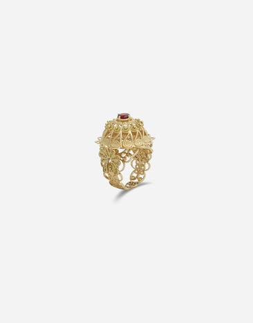 Dolce & Gabbana Anello Lace in 18 Karat Gelbgold mit Rhodolith-Granat GOLD WRJP1GWROD1