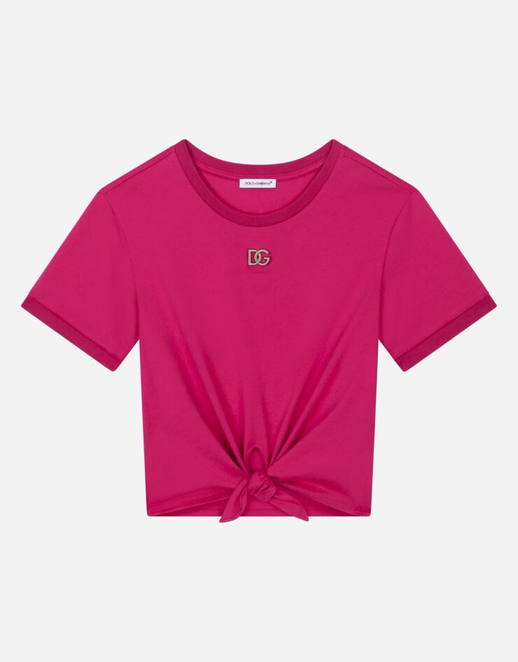Dolce&Gabbana T-shirt en jersey avec logo DG en Métal Fuchsia L5JTJQG7J6Q