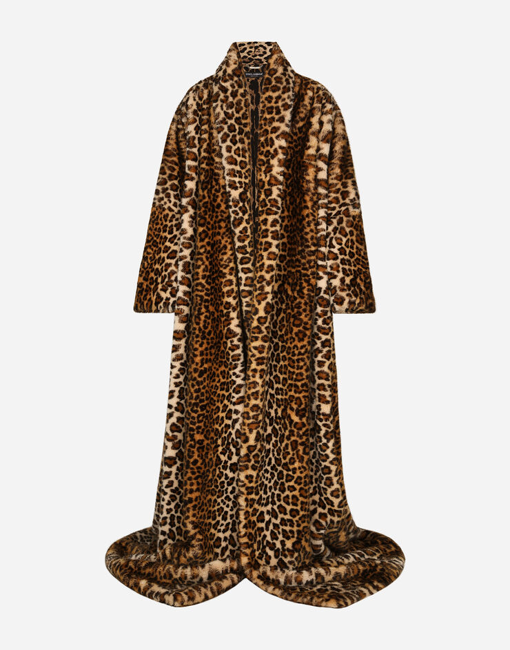 Dolce & Gabbana KIM DOLCE&GABBANA Long faux fur coat with leopard print Animal Print F0AXSFFUPU8