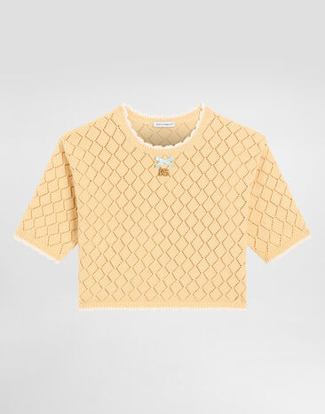 Dolce & Gabbana Cotton pullover with diamond pattern Yellow L5KWMNJBCI2