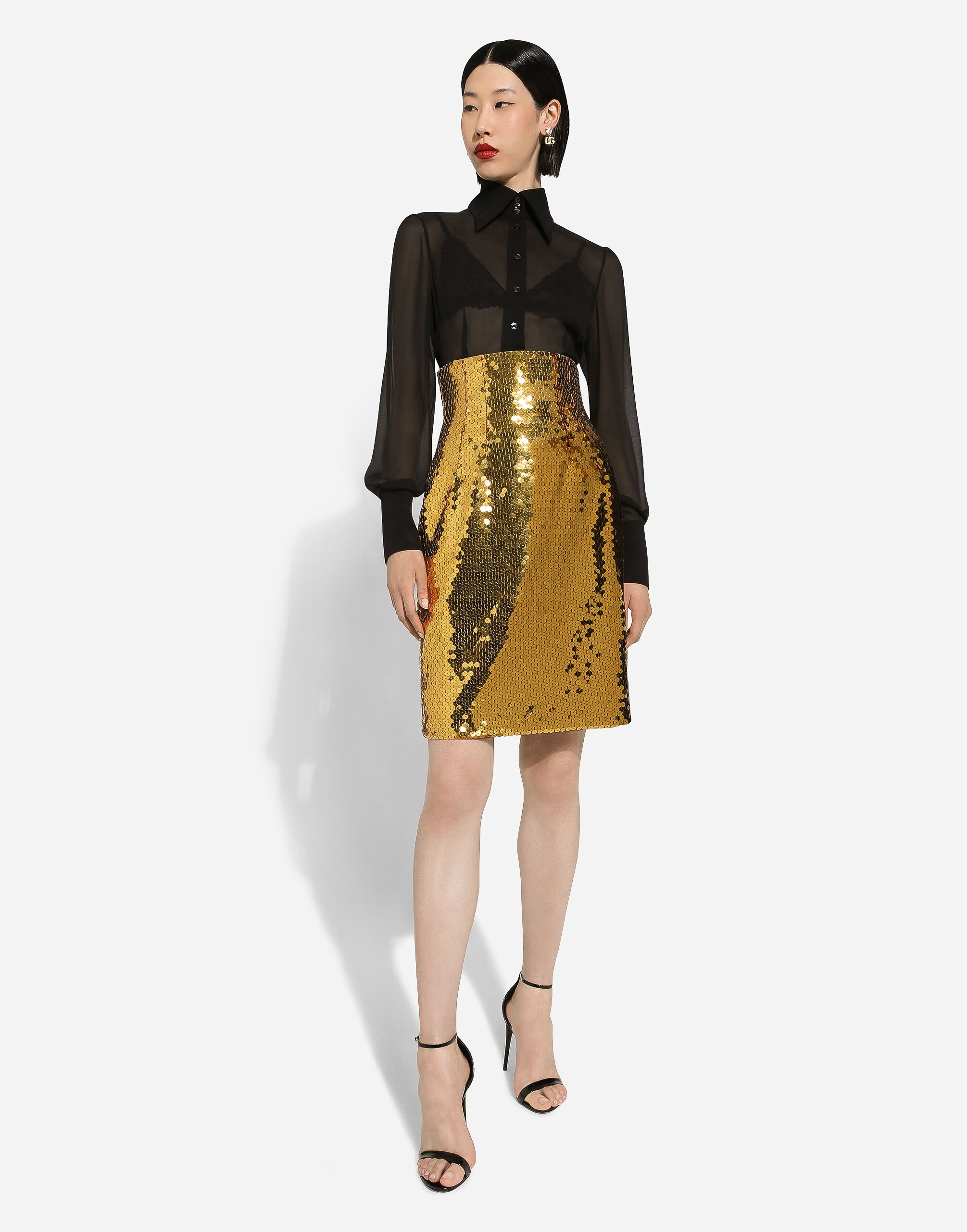 Dolce and gabbana hotsell gold sequin skirt