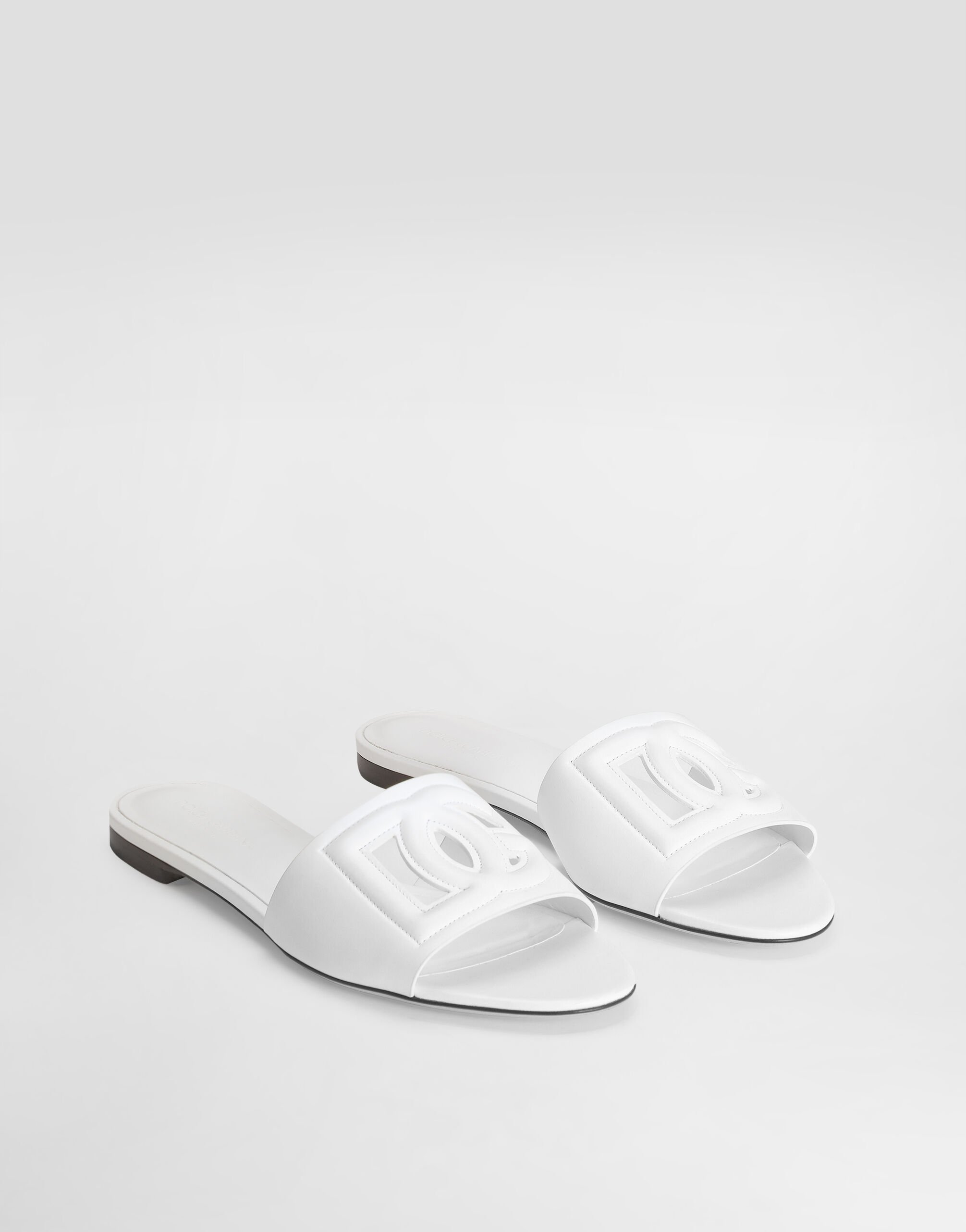 Calfskin slides with DG logo in White for Women | Dolce&Gabbana® US