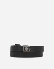 Dolce & Gabbana Bracelet en cuir de veau à logo DG Noir GH706ZGH892