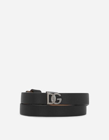 Dolce & Gabbana Armband aus Kalbsleder mit DG-Logo Schwarz GH706ZGH892