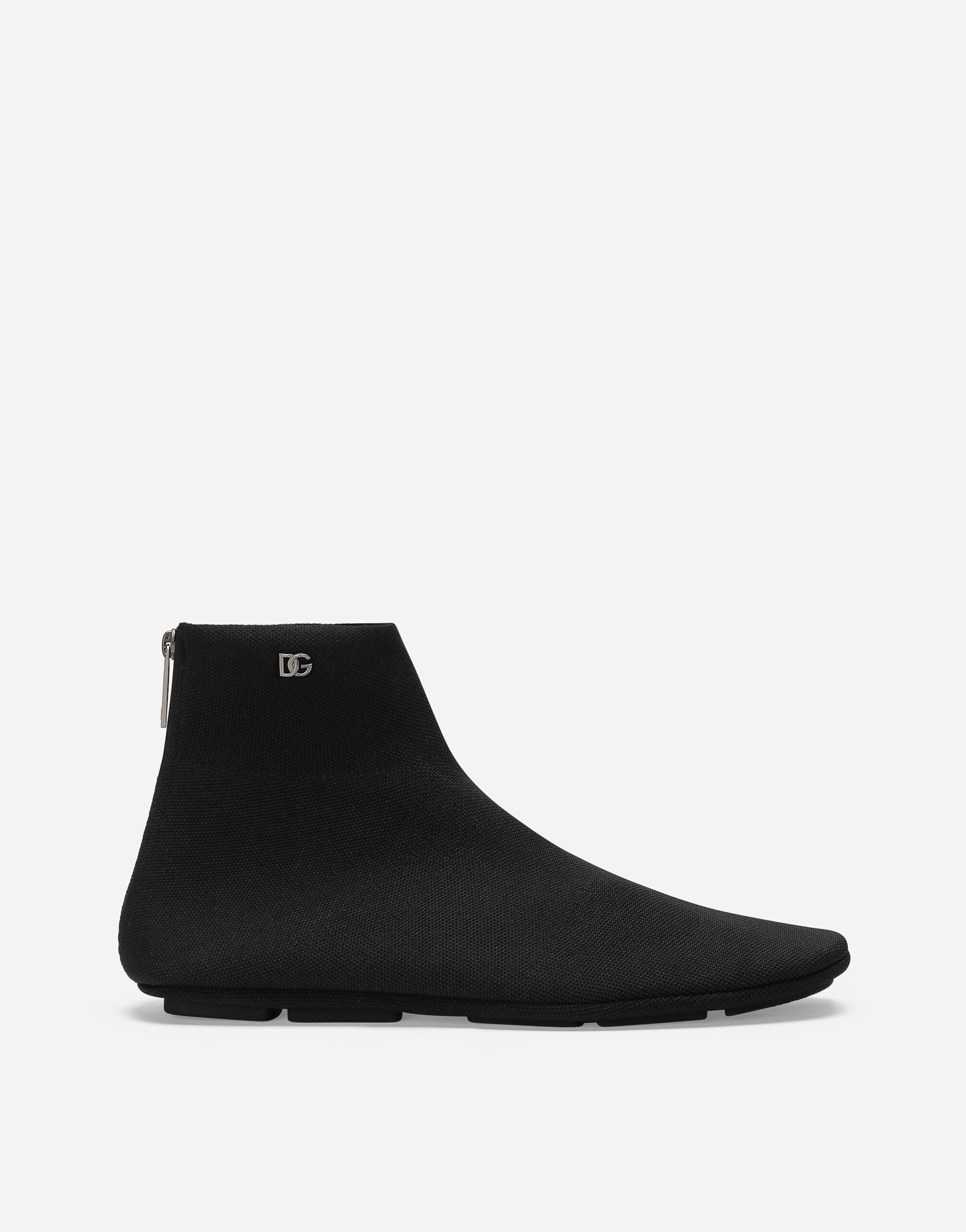 Dolce & Gabbana حذاء بوت برقبة للكاحل من نسيج شبكي مرن أسود G2TM9TFUBFY