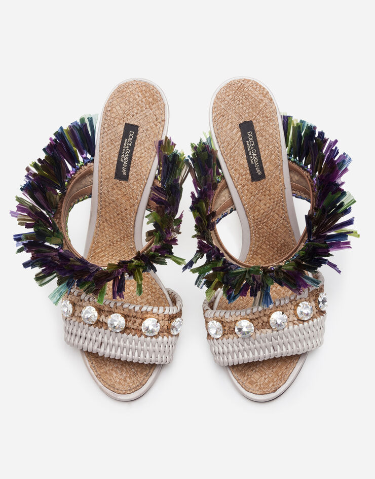 Dolce & Gabbana Mules in straw with bejeweled embroidery VERDE CR1012AX854