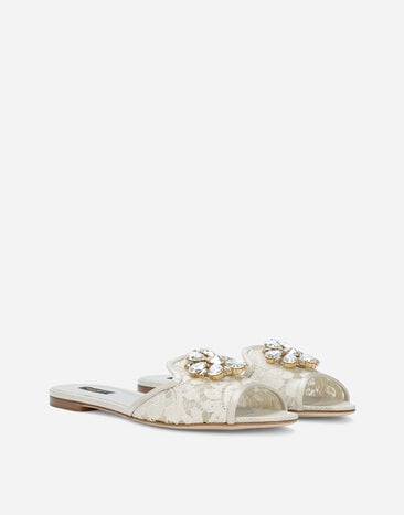 Dolce & Gabbana Mules rainbow en dentelle avec broche Gris CQ0023AG667