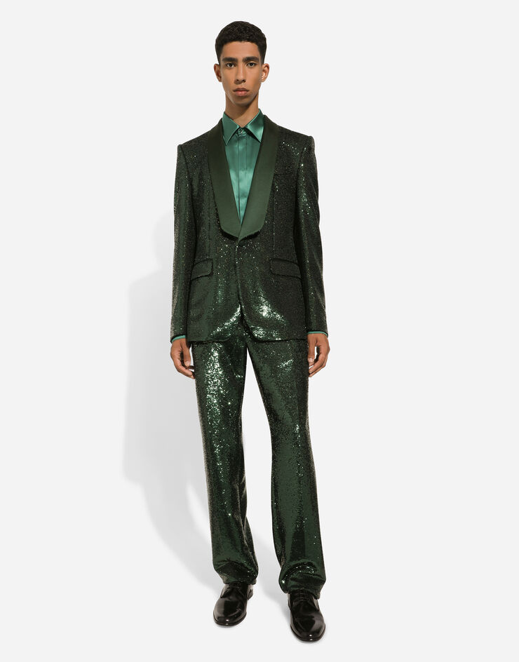 Dolce & Gabbana Camisa Martini en raso de seda Verde G5LH6TFU1AU