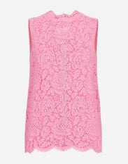 Dolce & Gabbana Branded floral cordonetto lace top Pink F6DIHTFURAG