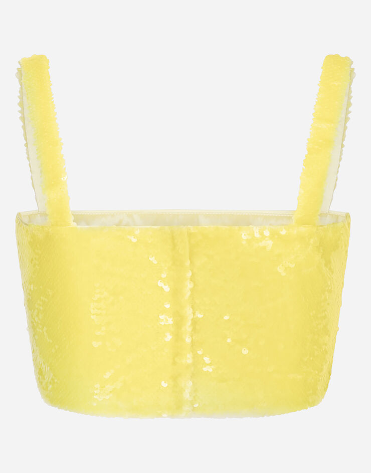 Dolce & Gabbana Кроп-топ с вышивкой пайетками желтый F79AATFLSJM