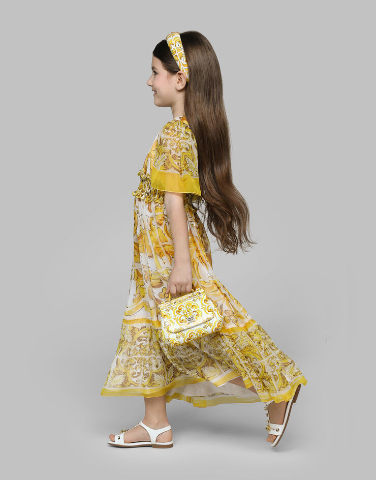 Dolce & Gabbana Chiffon dress with yellow majolica print Print L53DW5HI1UF
