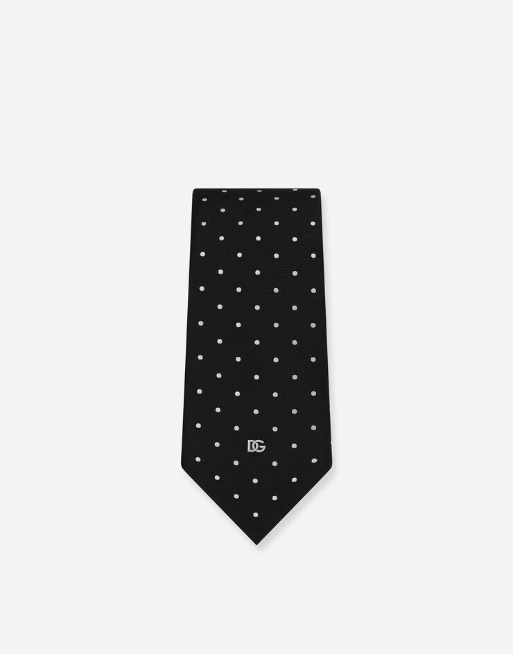 Dolce&Gabbana Corbata con pala de 8 cm en jacquard de seda con logotipo DG Noir GT147EG0JQY