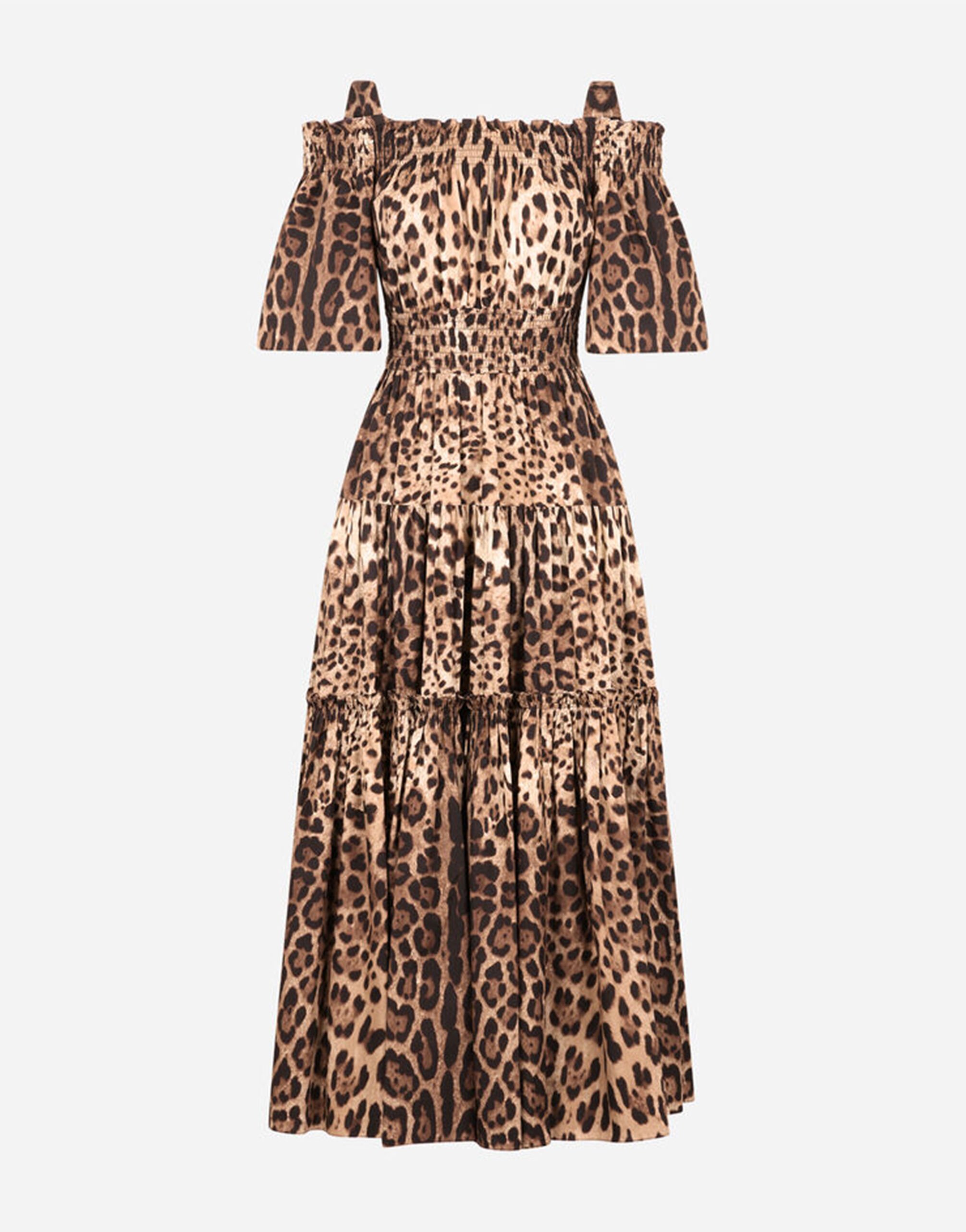 Dolce&Gabbana Long leopard-print poplin dress Animal Print F6CPUTFSRKI
