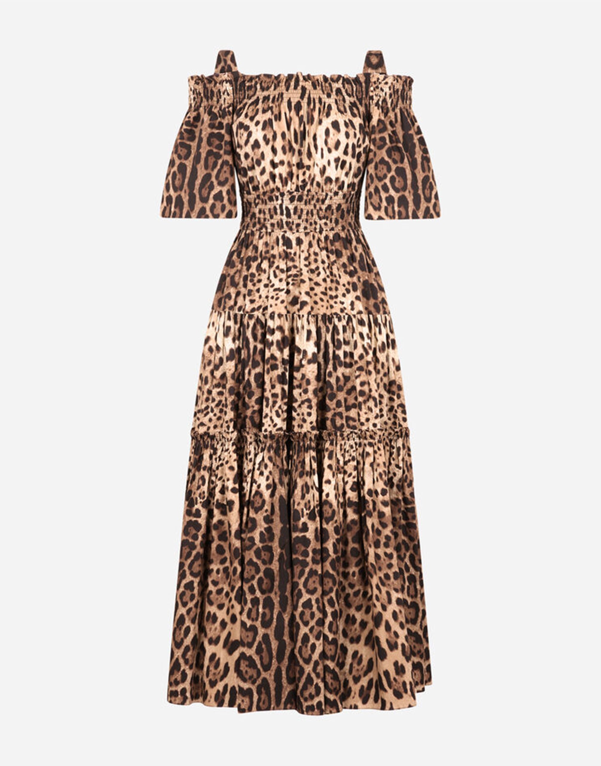 Long leopard print poplin dress in ANIMAL PRINT for Women